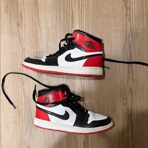 Nike Air Jordan 1 High-Top Sneakers in Black, White & Red
